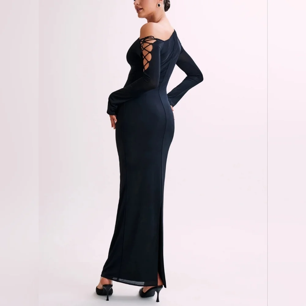 Tie Sleeve Slinky Maxi Dress - Picture 2 of 10